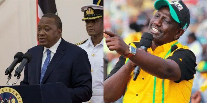 A photo collage of President Uhuru Kenyatta and huis Deputy William Ruto