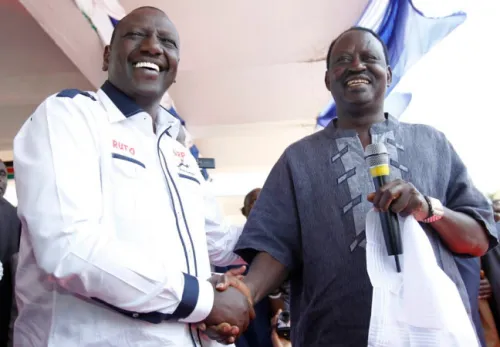 Ruto and Raila at a past event 