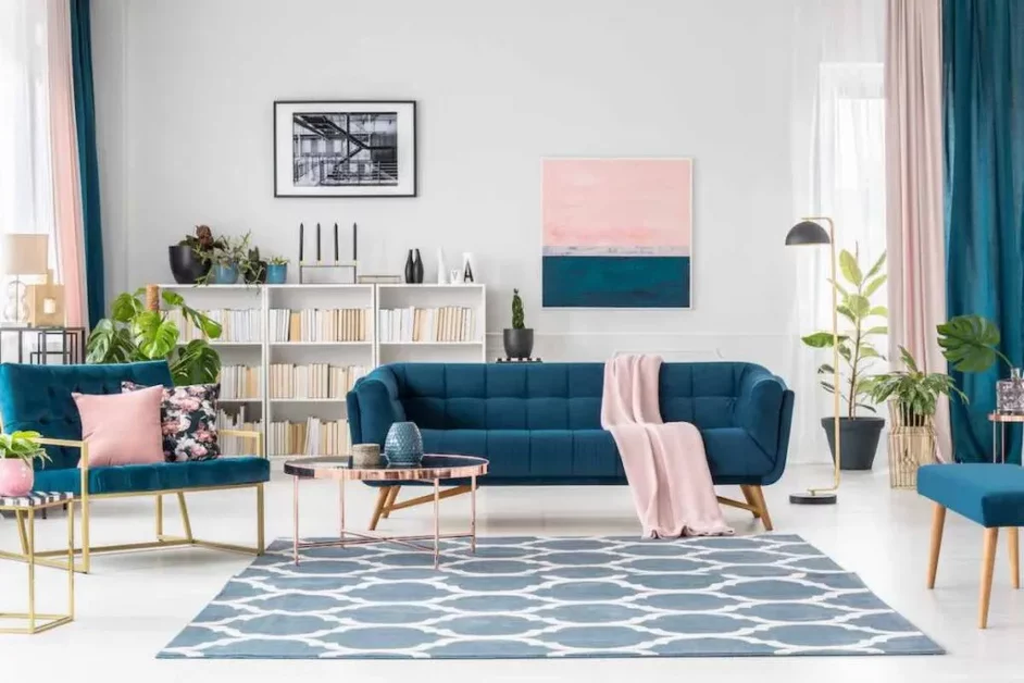livingroom, blue-white