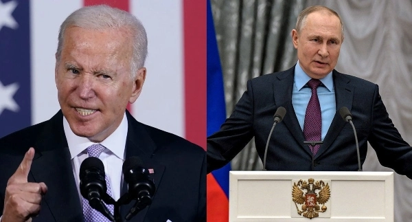 Left to Right: Collage photos of US President Joe Biden and Russian President Viladmir Putin.