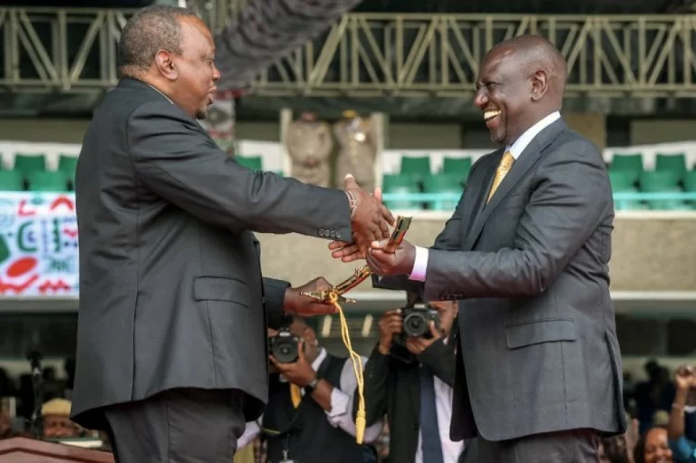 Uhuru hands over  power to Ruto in Smiles & Hugs