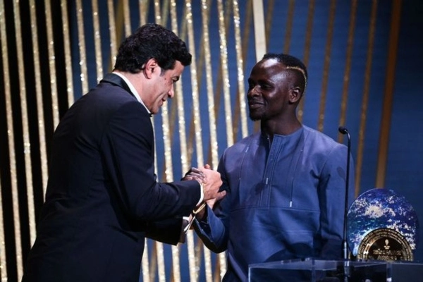 Sadio Mane wins the Inaugural Socrates Award at the 2022 Ballon d'Or Ceremony