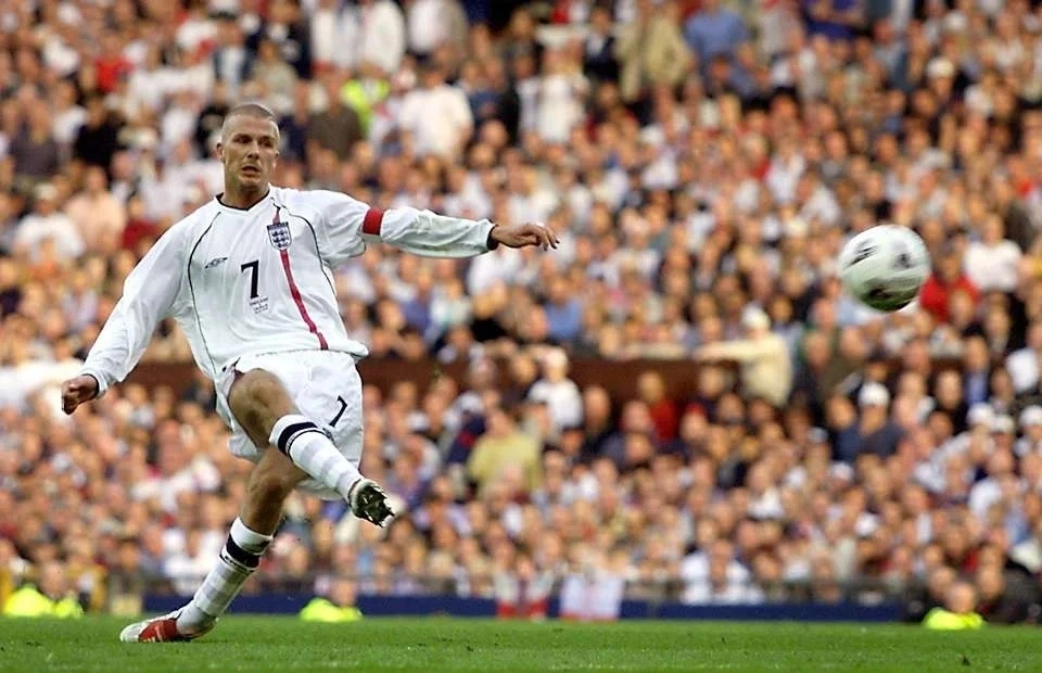 Beckham scores stunning free-kick leading England to the 2002 FIFA World Cup (Photo: Courtesy)