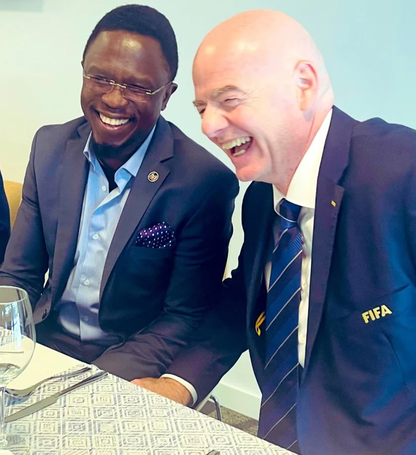 Kenya Sports CS Ababu Namwamba and FIFA President Gianni Infantino (Photo: Courtesy)