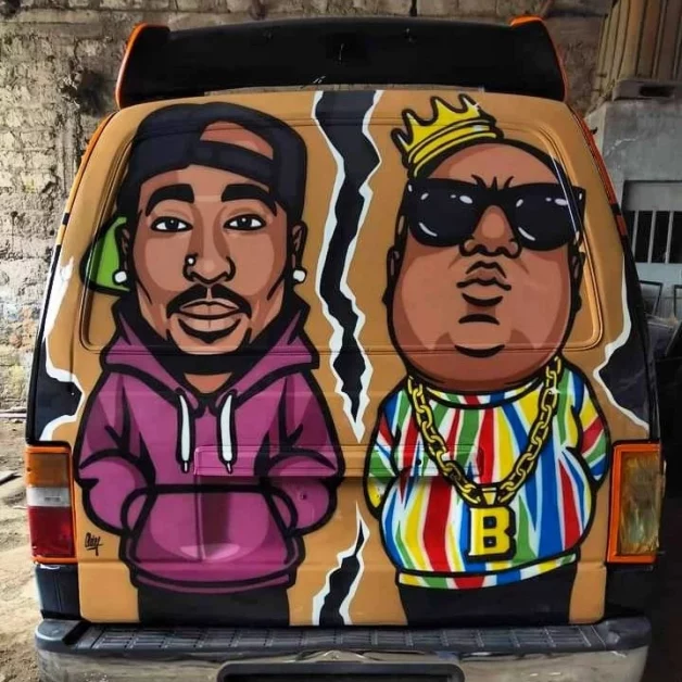 American Rappers animated images on a Matatu