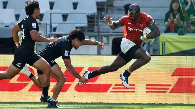 Shujaa Willy Ambaka skips past challenge in previous match against New Zealand in Cape Town (Photo: Courtesy)