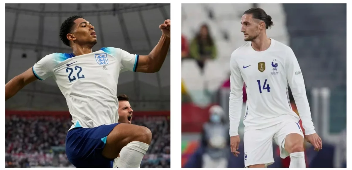 Jude Bellingham and Adrien Rabiot battle in the World Cup quarter-final (Photo: Courtesy)