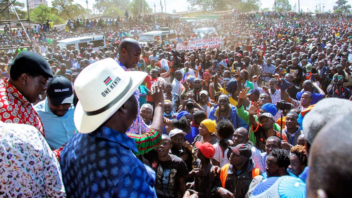 Raila Odinga during the Political rally at Kamukunji grounds in Nairobi.