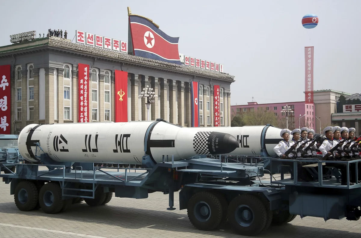 North Korea Shows Long-Range Missile on Military Parade Display.