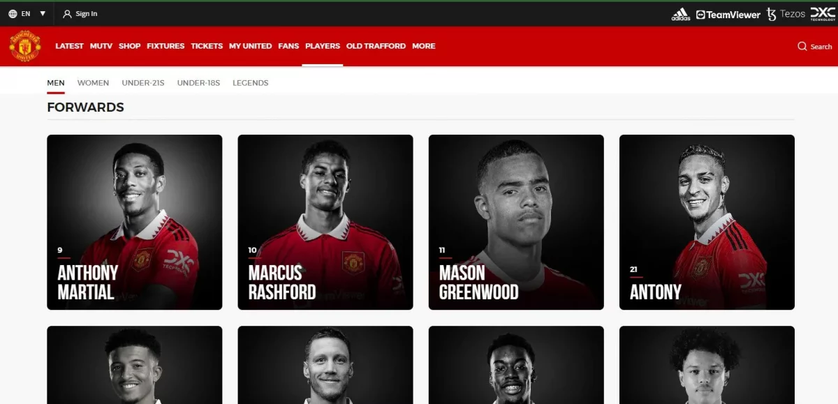 Mason Greenwood appears on the official united website (Photo: manutd.com)