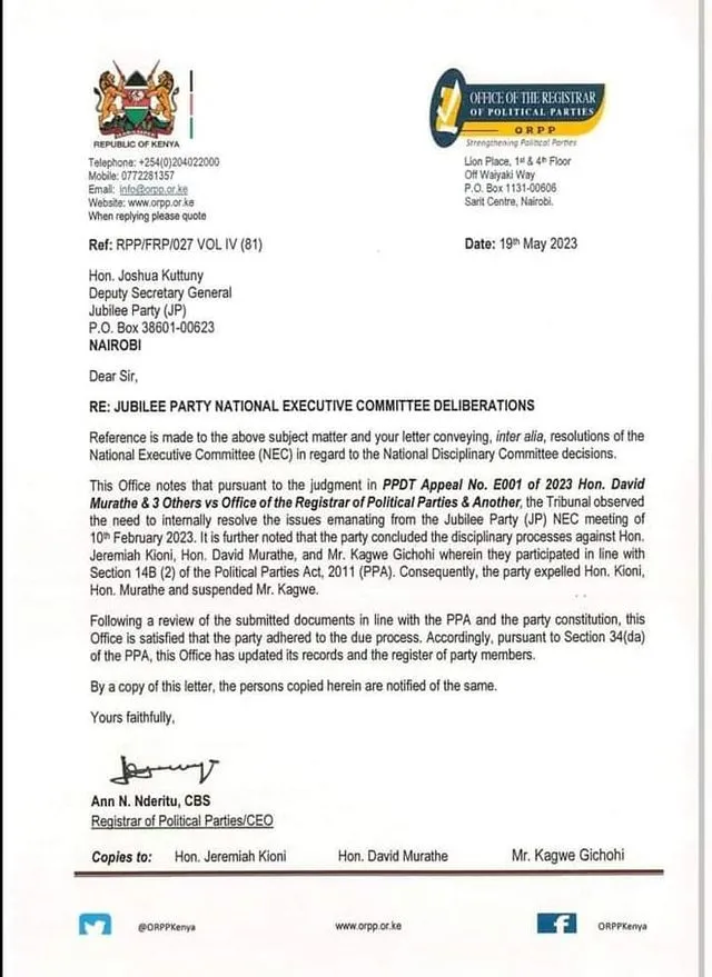Letter from Anne Nderitu