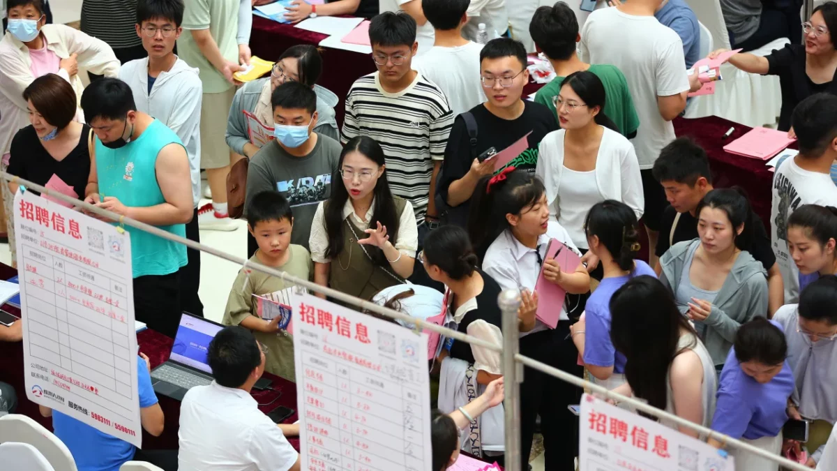 The jobless rate for young people in China has hit consecutive record highs.