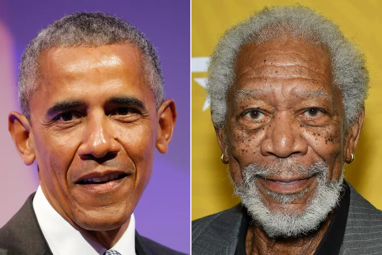 Barrack Obama goes up against Morgan Freeman.