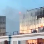 The early morning drone attack struck a skyscraper in the Russian capital
