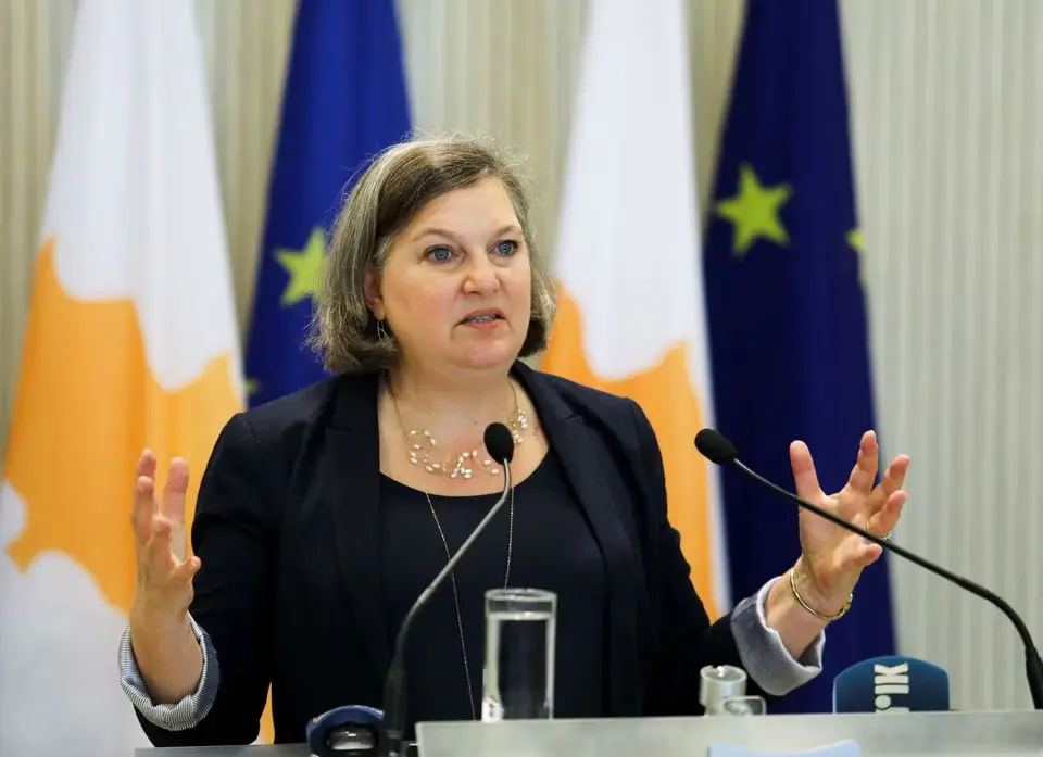 U.S. State Department Under Secretary for Public Affairs Victoria Nuland attends a news conference at the Presidential Palace in Nicosia, Cyprus, April 7, 2022. [Photo/Courtesy]