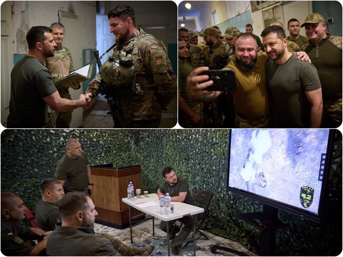 Volodymyr Zelenskyy visited troops at brigade headquarters in the Donetsk region yesterday [Photo/Ukrainian Presidential Press Service] Russia-Ukraine