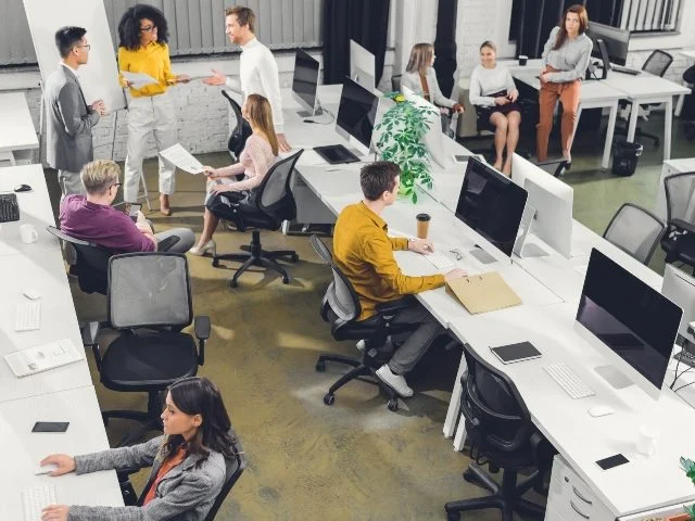 Employees in an open office set-up