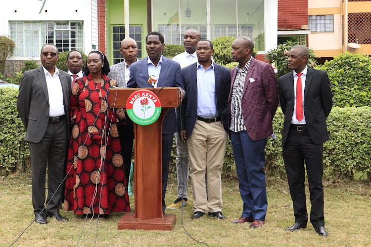 A section of Mt. Kenya Region leaders during a press briefing on 08 August, 2023. 
