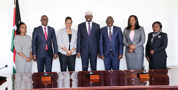 COG CEO Mary Mwiti (third left) during the Inaugural Steering Committee meeting on February 2, 2023 in plan for today's Governors Devolution conference [Photo/Courtesy]
