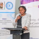 Data Commissioner Immaculate Kassait, MBS. issuing her remarks during a three-day training program done for Office of the Data Protection Commissioner staff with support from German Cooperation (GIZ)