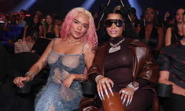 Karol G and Nicki Minaj at the 2023 MTV Video Music Awards. [Photo/Getty Images]