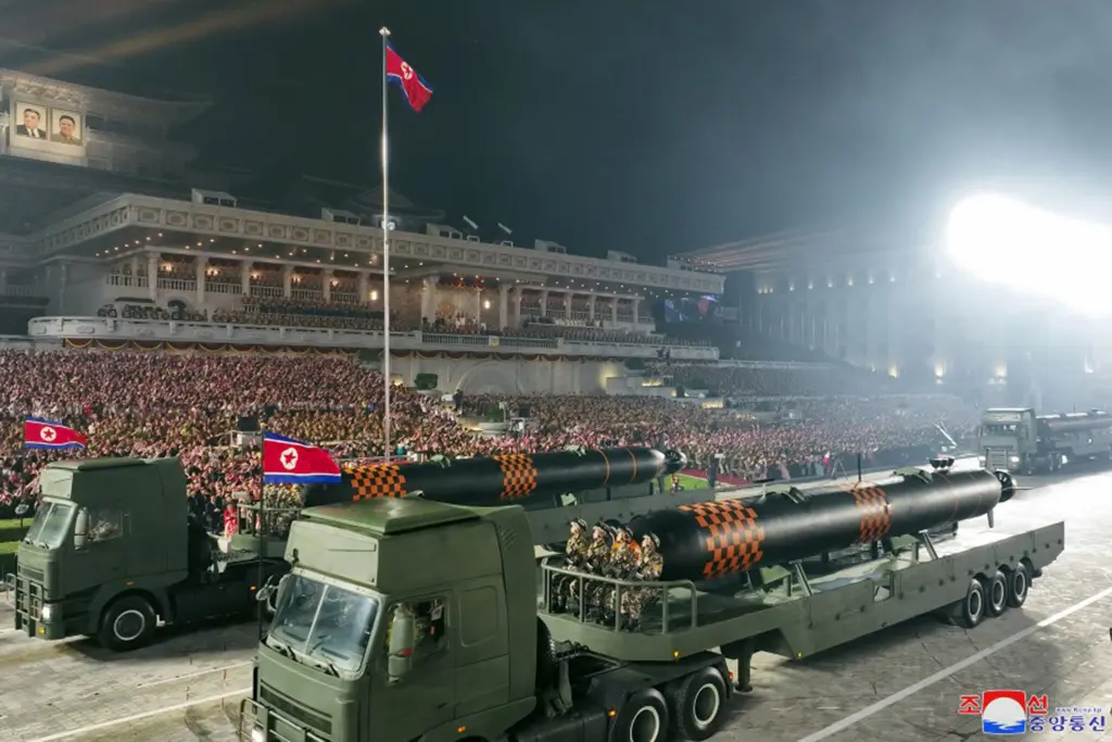 North Korean military equipment is displayed at the parade Shoigu attended. [Photo/KCNA/UPI/Shutterstock]