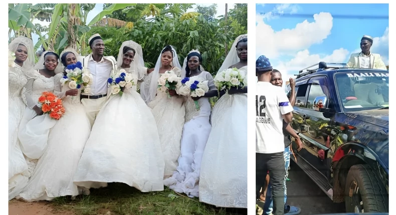 Hajj Habib Nsikonnene yesterday held a procession through Mukono after wedding his seven women