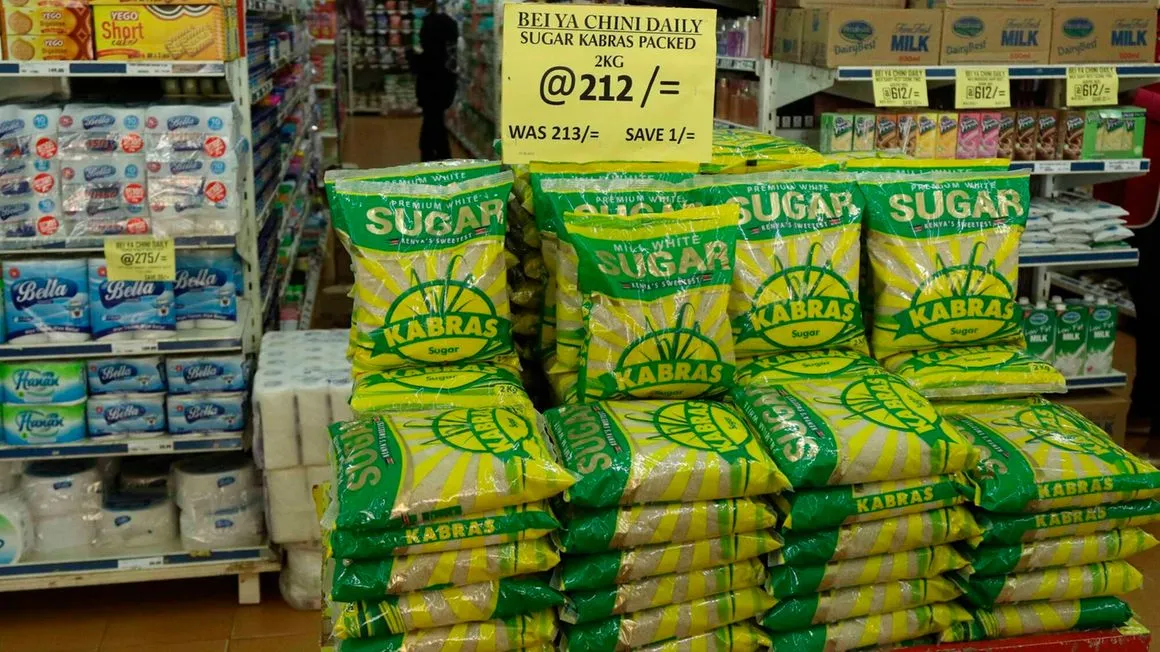 Packets of sugar being sold at a supermarket in Nyeri County , Kenya. [Photo/NMG]