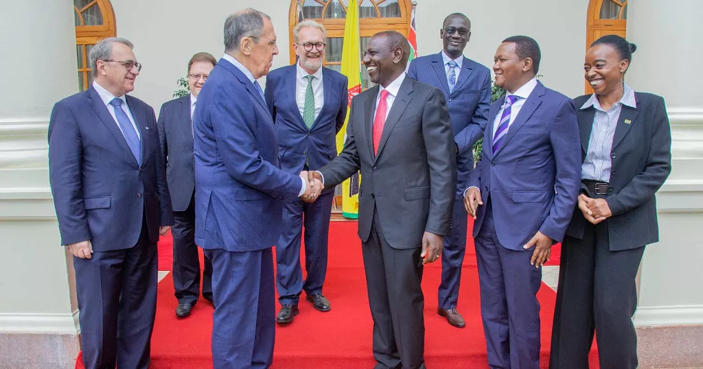 Kenyan President meets with Russian Foreign Minister in Nairobi. [Photo/X/@WilliamsRuto]