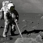 Geologist and astronaut Harrison Schmitt used an adjustable sampling scoop to retrieve lunar samples during the Apollo 17 mission in 1972.