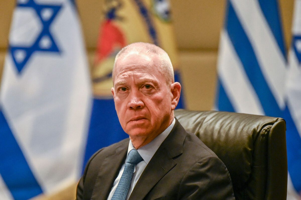 Israel's Defense Minister Yoav Gallant speaks during a meeting with his Greek counterpart in Athens, Greece, on May 4, 2023. Angelos Tzortzinis/AFP/Getty Images
