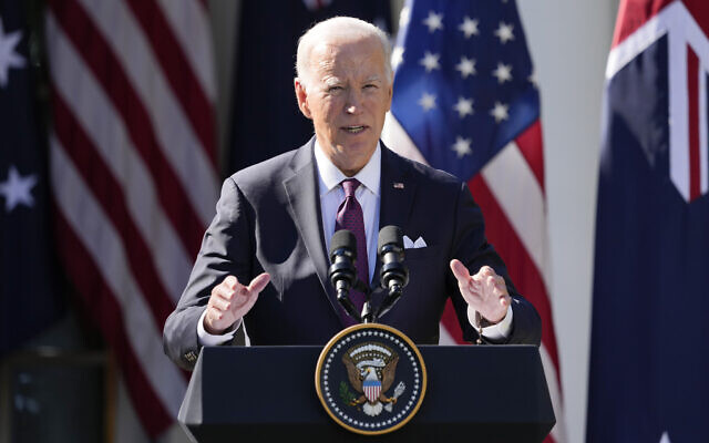 US President Joe Biden speaks during a news conference with Australia's Prime Minister Anthony Albanese, in the Rose Garden of the White House in Washington, Wednesday, Oct. 25, 2023. (AP Photo/Manuel Balce Ceneta) Israel