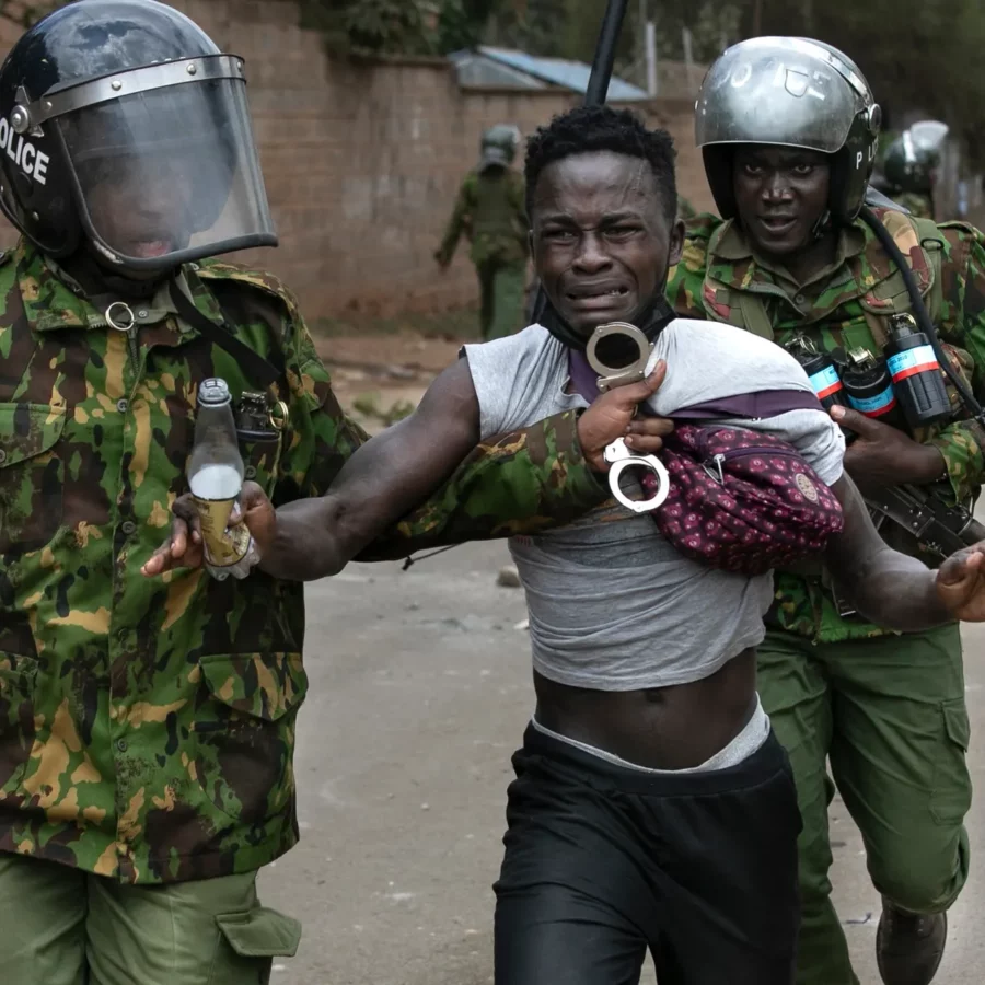 The Kenya Police in action during the political protests in Kenya.