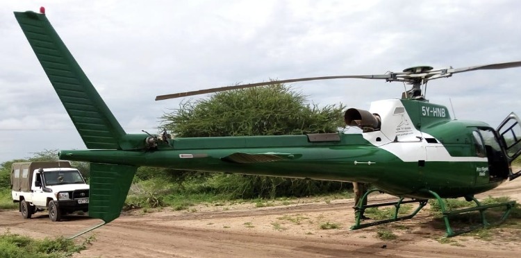 The helicopter at the scene in Garissa on November 21, 2023 [Photo: Media Handout] Examiner