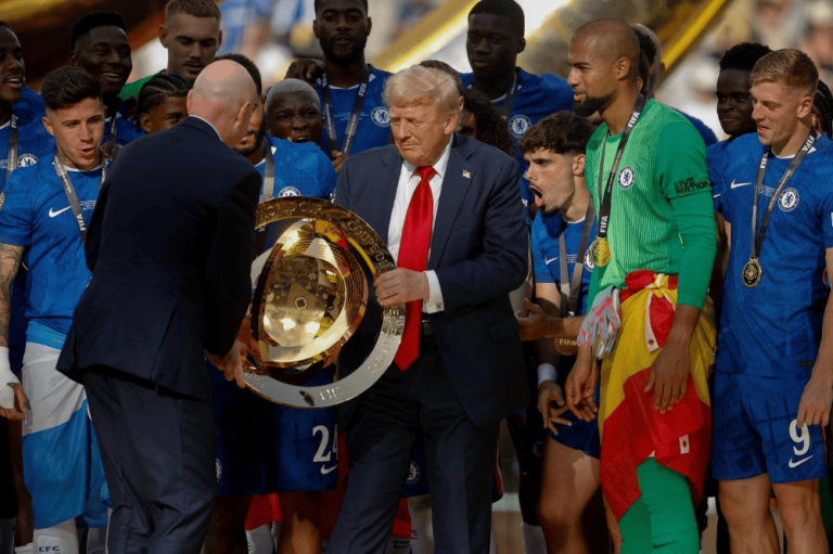 Trump Lingers on Stage as Chelsea Lift Club World Cup Trophy in Surreal New Jersey Finale