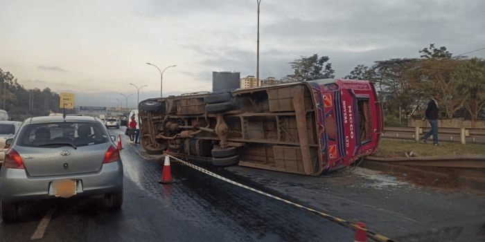 Bus Overturns in Nairobi, Chaos on Thika Road