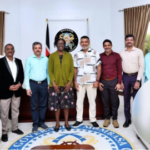 Mombasa Governor Abdulswamad Sherrif Nassir, Rosemary Odinga and doctors from Sreedhareeyam Ayurvedic Hospital in Kerala, India pose for a photo in Mombasa. Photo/Nassir