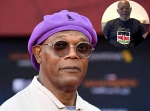 Samuel L. Jackson stuns fans in a Kenyan ‘Jamhuri’ shirt by JamhuriWear while campaigning in Georgia.