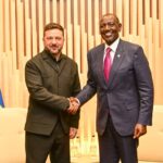 President William Ruto and President Volodymyr Zelensky speaking during a bilateral meeting on the sidelines of the G7 Summit in Évian, France.
