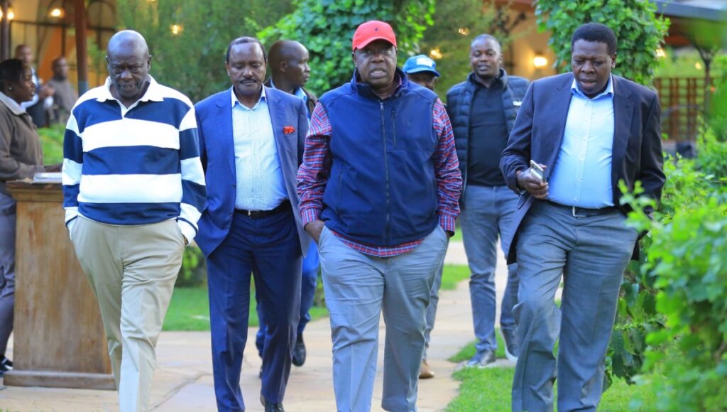 From Left; Rigathi Gachagua, Kalonzo Musyoka, Fred Matiang'i and Eugene Wamalwa are seeking to bolster grassroots in their three-day tour to Western Kenya.