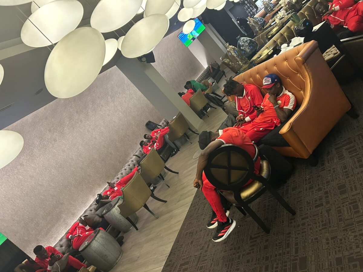 Harambee Stars players and staff were stranded at a Pretoria hotel. (Photo Courtesy: Kevin Teya x)