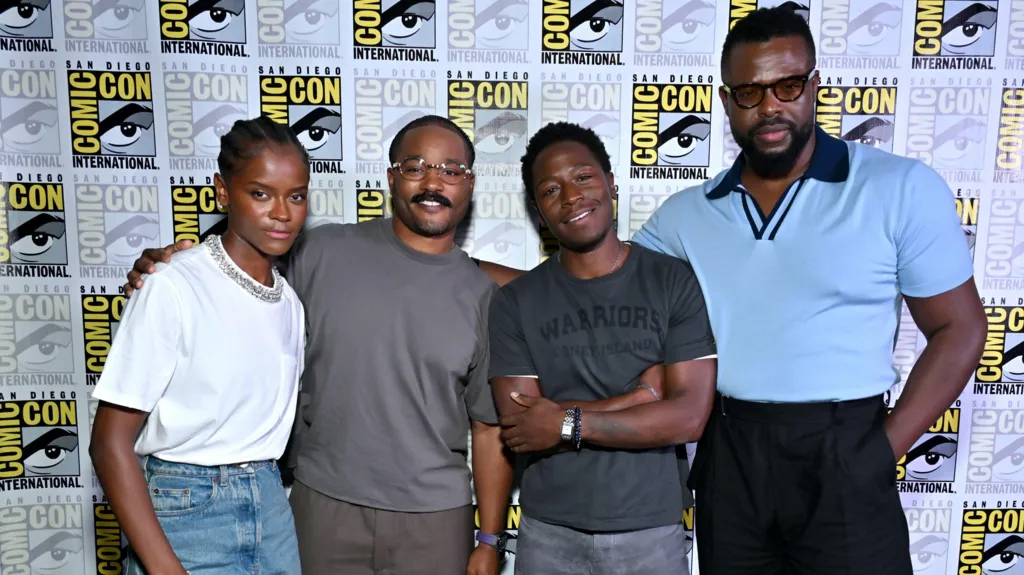 Letitia Wright, Ncuti Gatwa, Terry Crews and Ayo Edebiri, congratulate David Jonsson