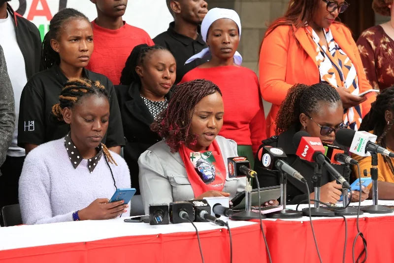 Former Chief Justice David Maraga, alongside civil society leaders and human rights defenders, addresses the media while calling for an independent investigation into alleged police surveillance and the reported use of unmarked vehicles.