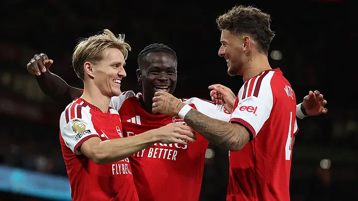 Kai Havertz scores Arsenal's first goal against Coventry after a cross from Riccardo Calafiori.
