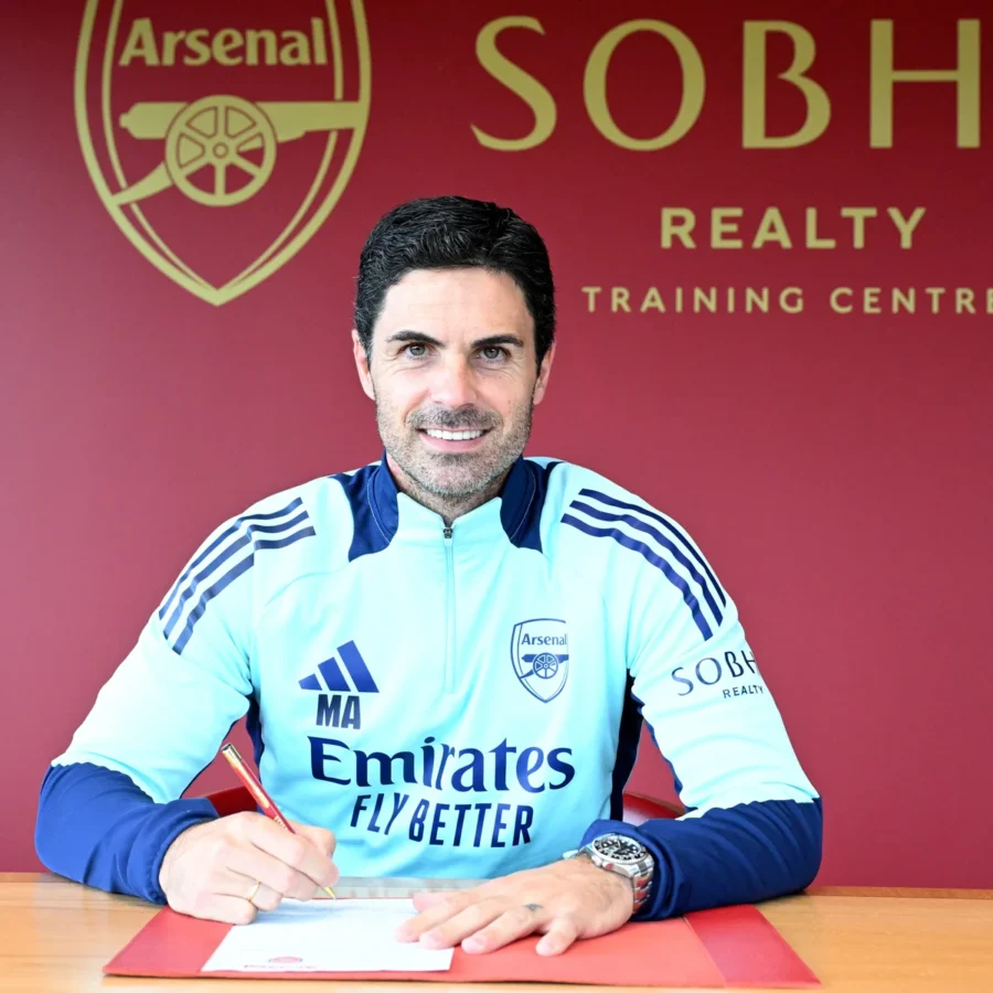 Mikel Arteta during an Arsenal training session as he prepares for the Community Shield and new Premier League season.