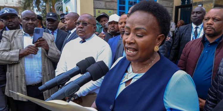 Machakos Governor Wavinya Ndeti during a dispute over county budget allocations and development spending.