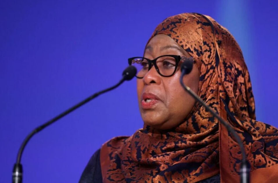 President Samia Suluhu Hassan speaking about Africa’s “Three Zeros” agenda to end preventable maternal and child deaths, home deliveries and childhood vaccination gaps.