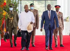 Ugandan President Yoweri Kaguta Museveni and Kenyan President William Ruto during a visit in kenya on July 30 2025